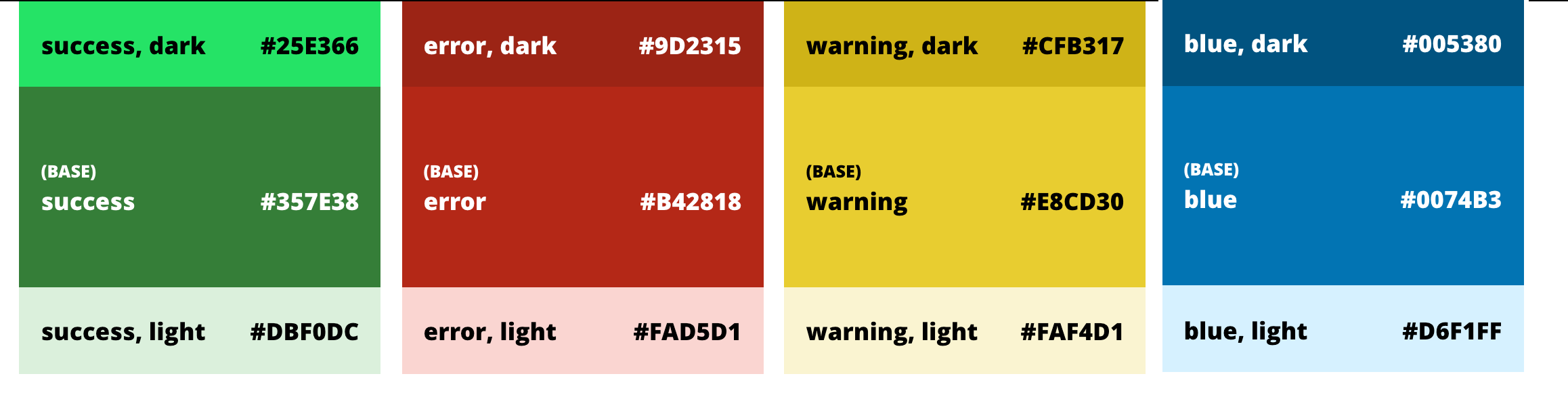 Use these colors only for system messaging or informational copy.